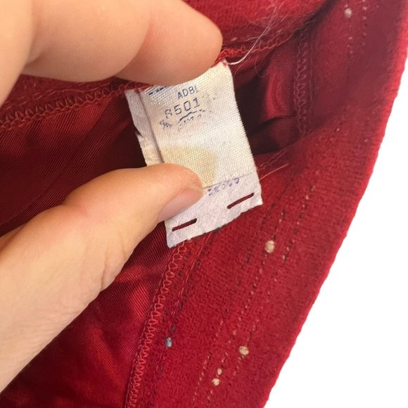 Vintage 80s Red Speckled Wool Blend Tapered Blazer Pencil Skirt Suit Set Medium - Picture 11 of 16